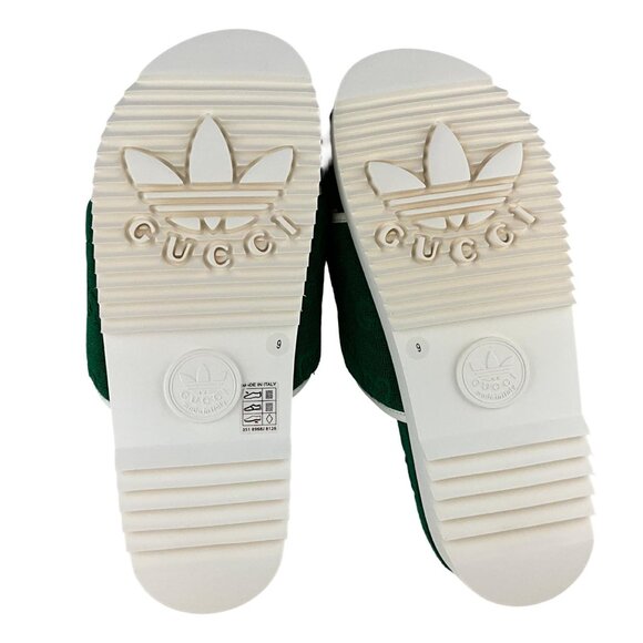 NWT Gucci x Adidas Men\'s GG Platform Sandal Green Cotton Sponge Sz 9